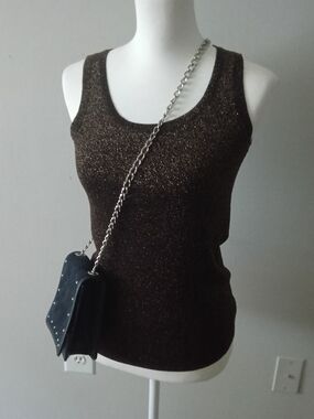 Metallic Brown Sleeveless Knit Tank Top